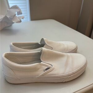 Vans Classic White Canvas Slip-Ons